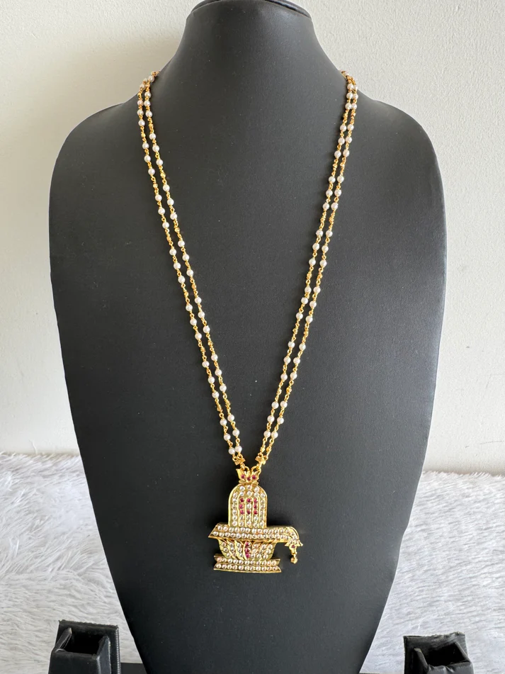 Gold tone AD Shivan Lingam Pendant set – 24 inches